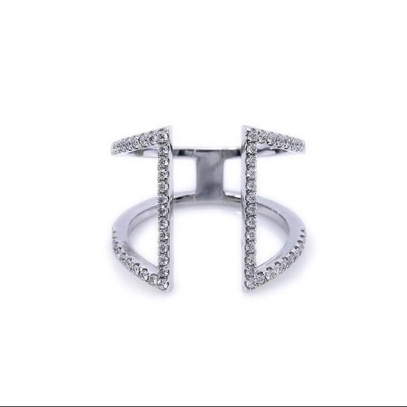 🆕💕Silver CZ Double Paved Bars Modern Geometric - Picture 4 of 16